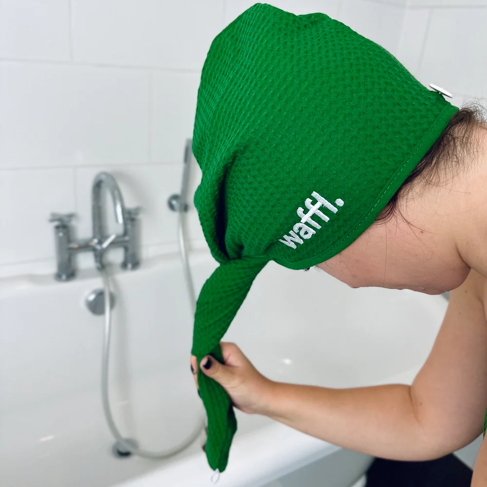 Bottle Green waffl hair wrap - Image 3