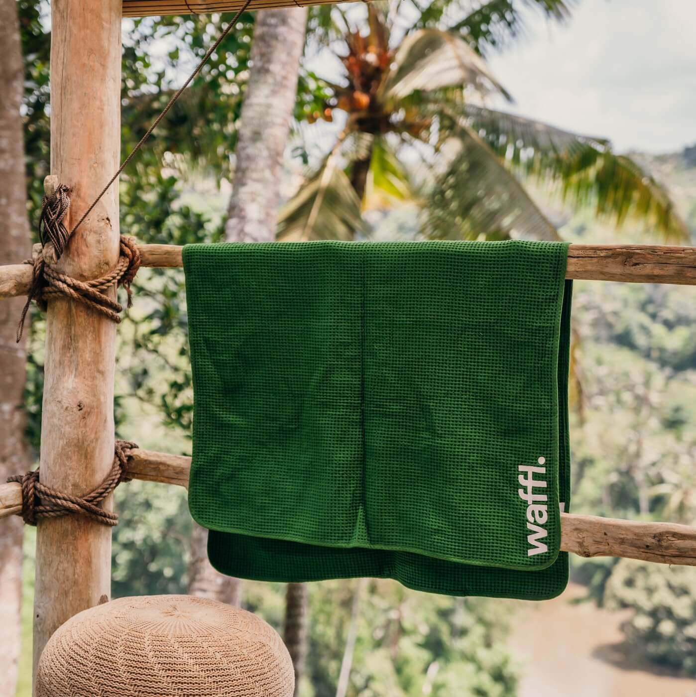 Bottle Green waffl towel - Image 4