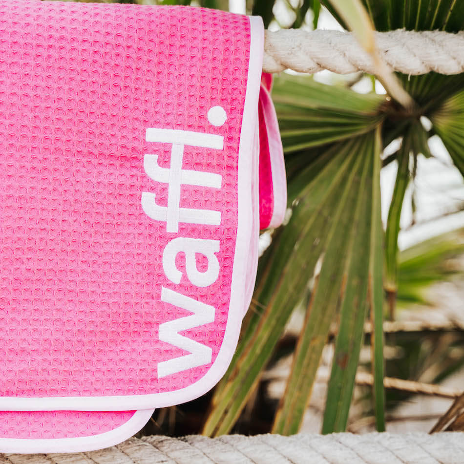 Flamingo Pink waffl towel - Image 5