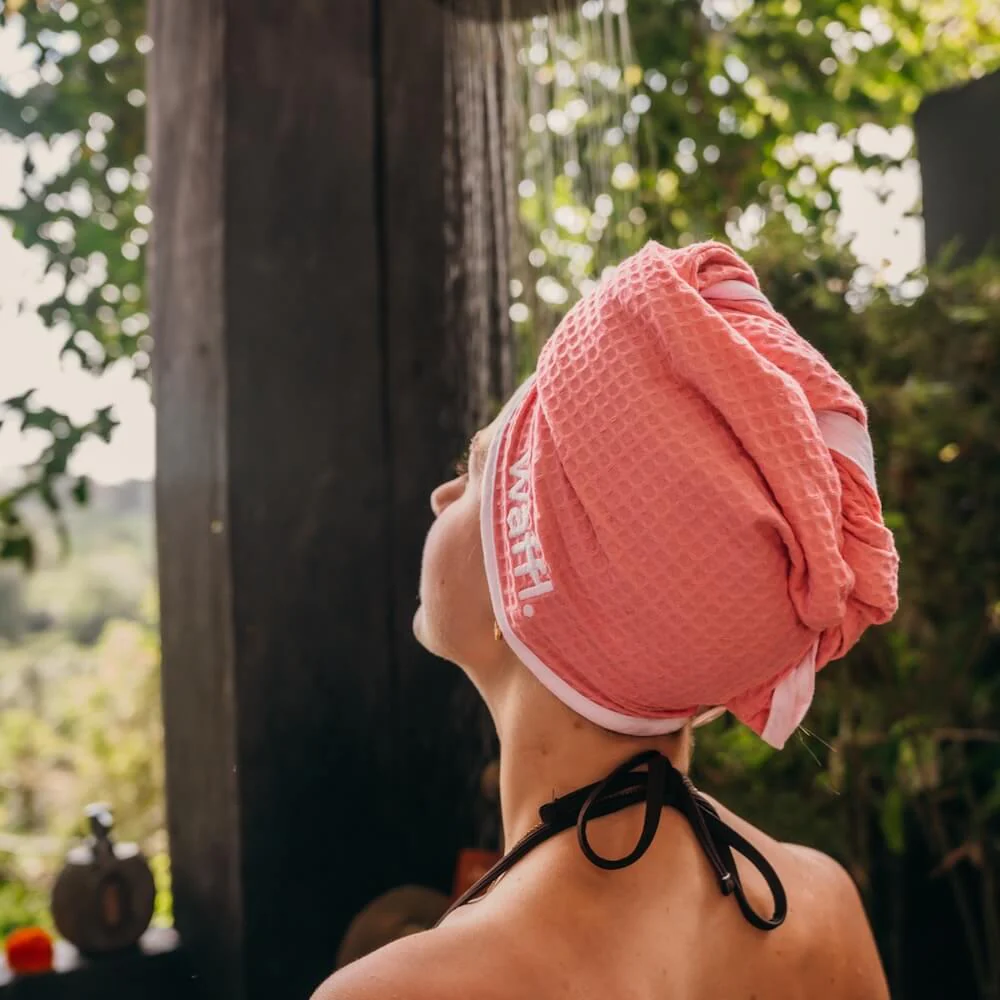 Flamingo Pink waffl hair wrap - Image 4