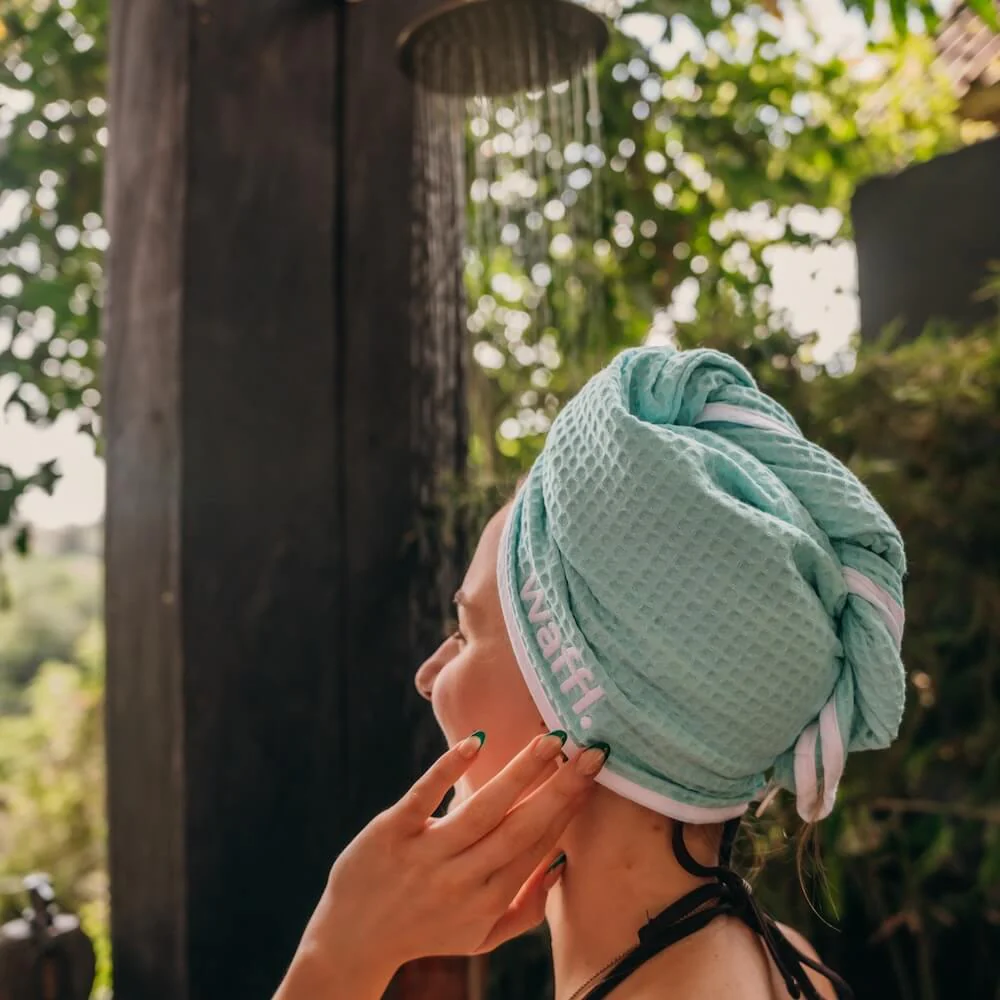 Marine Blue waffl hair wrap - Image 3