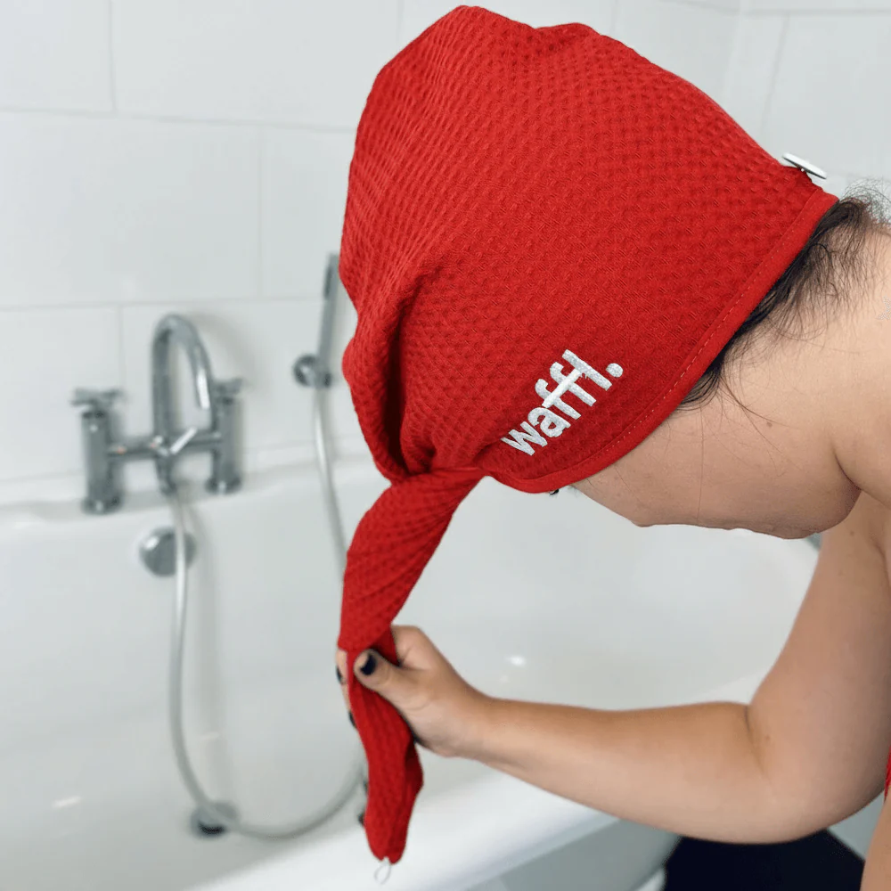 Red waffl hair wrap - Image 4