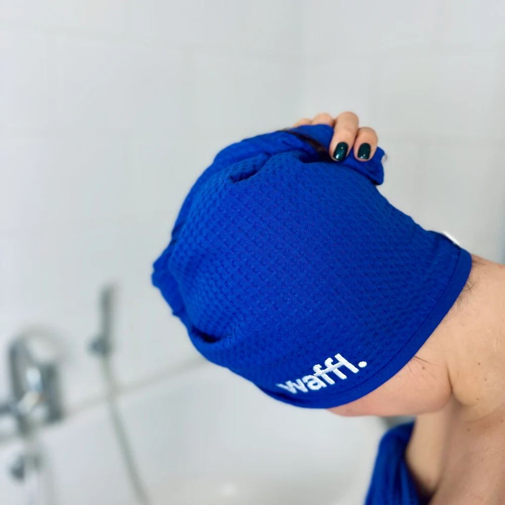 Royal Blue waffl hair wrap - Image 4