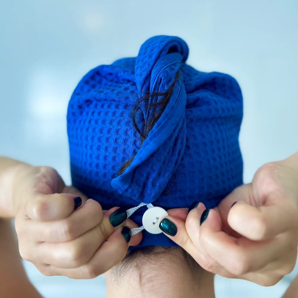 Royal Blue waffl hair wrap - Image 5