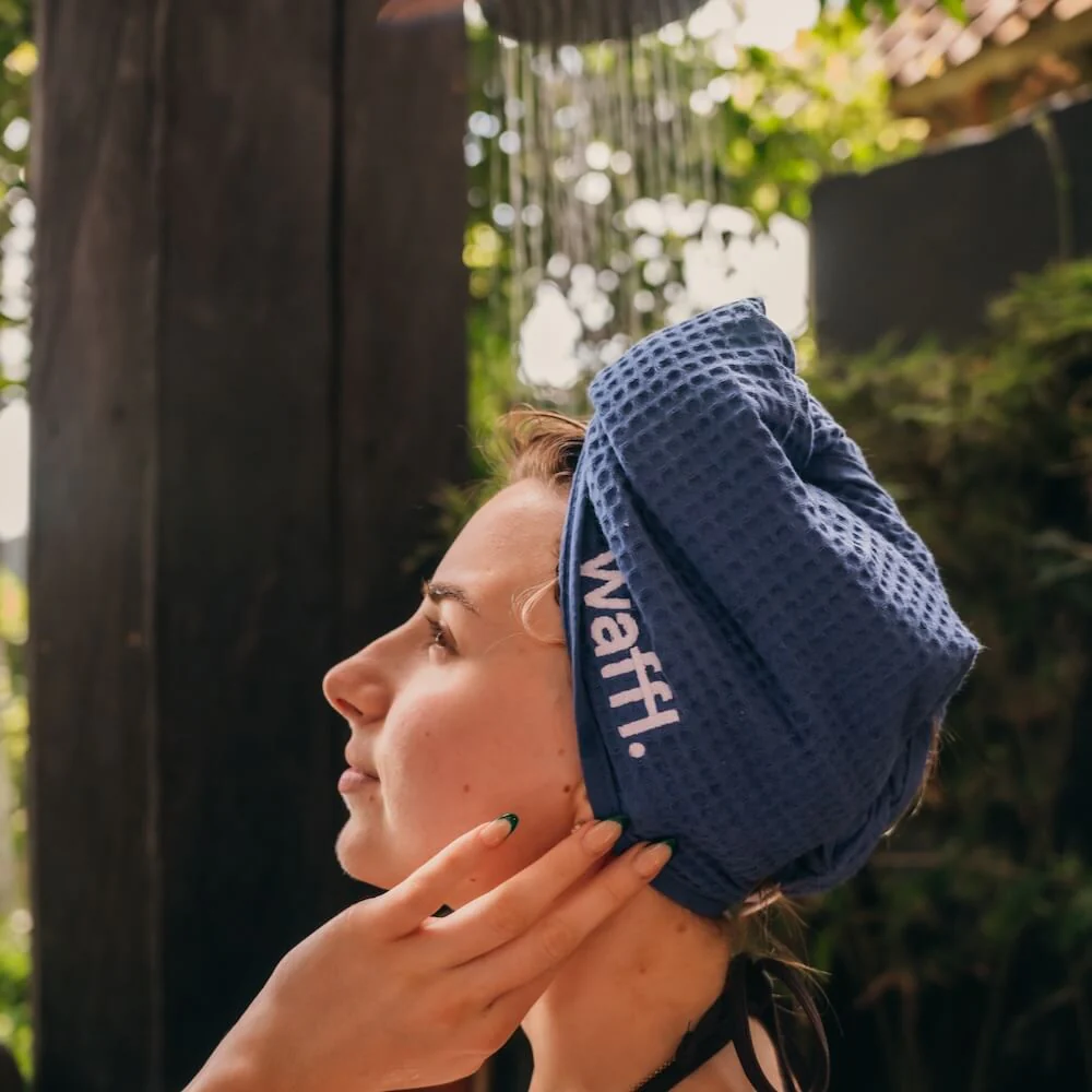 Royal Blue waffl hair wrap - Image 6