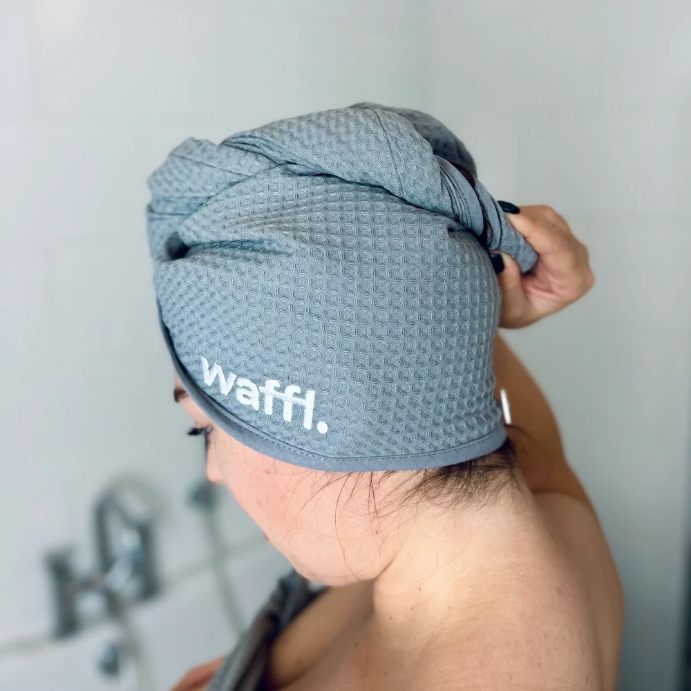 Stone Grey waffl hair wrap - Image 4