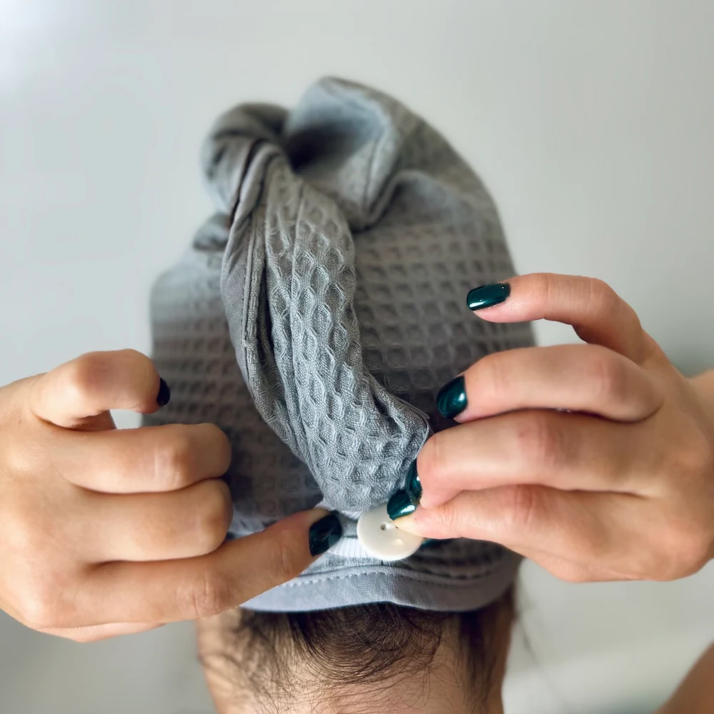 Stone Grey waffl hair wrap - Image 5
