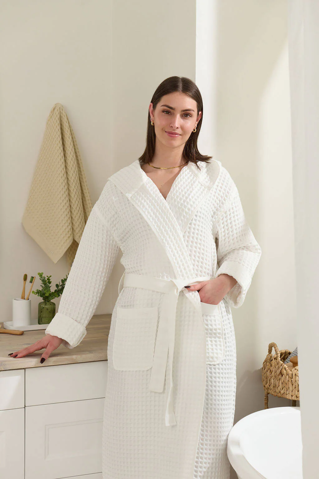waffl Bath Robe - White - Image 5