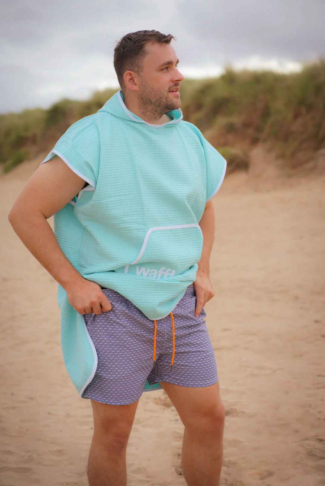 waffl Hooded Poncho - Marine Blue - Image 4